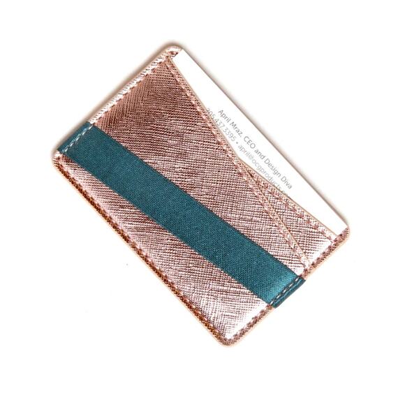 Tech Candy Rose Gold and Navy Adhesive Phone Wallet easy access mobile classy - Picture 1 of 1